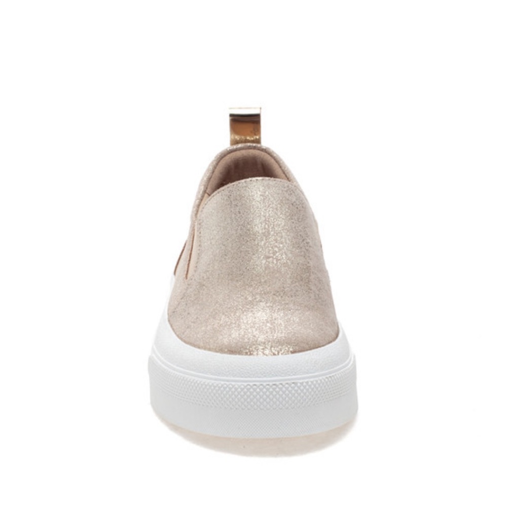 NWT J/SLIDES GIA Light Gold Metallic Suede Sneaker - Picture 4 of 14